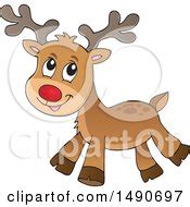 Clipart Of A Black And White Christmas Reindeer Royalty Free Vector