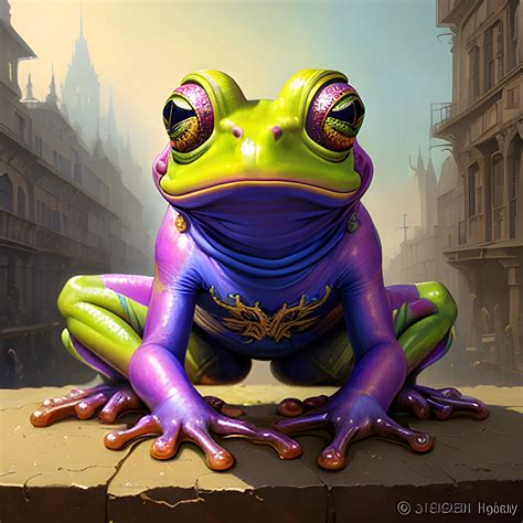 Neon Frog Perfect Eyes Matte Painting Elegant Beautiful Rende