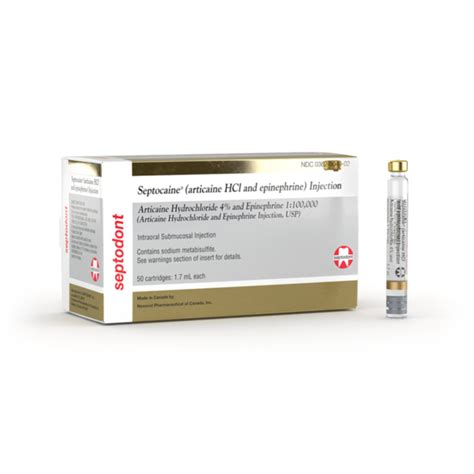 Septocaine (Articaine HCl 4%) w/Epi 1:100K 50/Box | Guaranteed Lowest ...