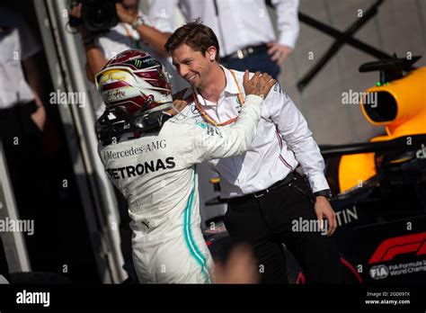 Mercedes Amg F Celebrates In Parc Ferme James Vowles Hi Res Stock