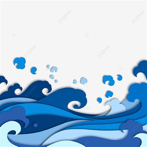 Sea Wave Clipart PNG Images Ocean Paper Cut Style Sea Wave Sea Water