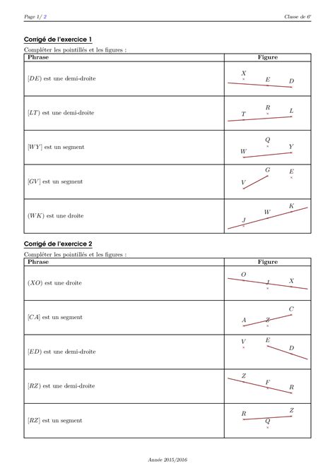 Droites demi droites segments Corrigé série d exercices 3 AlloSchool