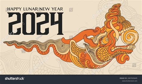 Happy New Year 2024 Year Dragon Stock Vector (Royalty Free) 2407029445