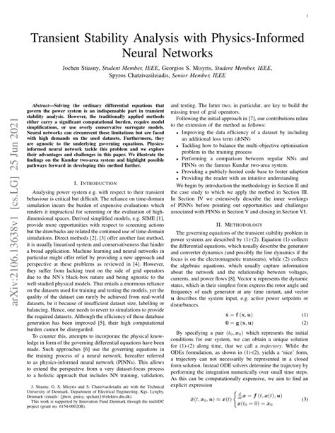 PDF Transient Stability Analysis With Physics Informed Neural Networks