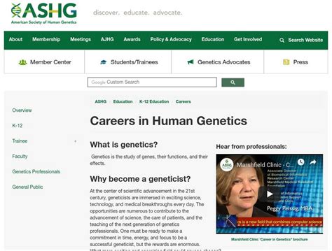 American Society Of Human Genetics Careers In Genetics Website For 9th 10th Grade Lesson Planet