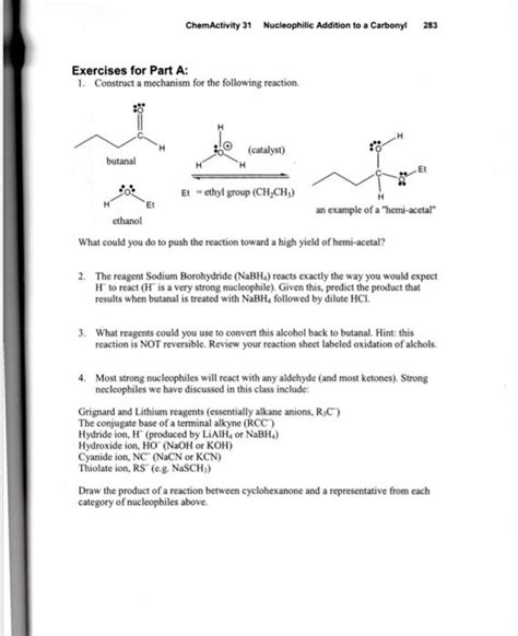 Solved ChemActivity 31 Nucleophilic Addition To A Carbony Chegg