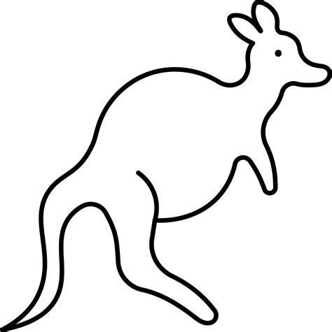 Black Line Art Illustration Of Kangaroo Character Icon. 24145132 Vector ...