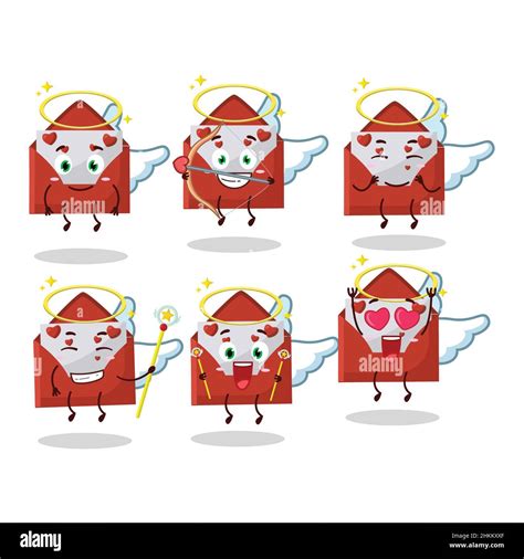 Red Love Envelope Cartoon Designs As A Cute Angel Character Vector