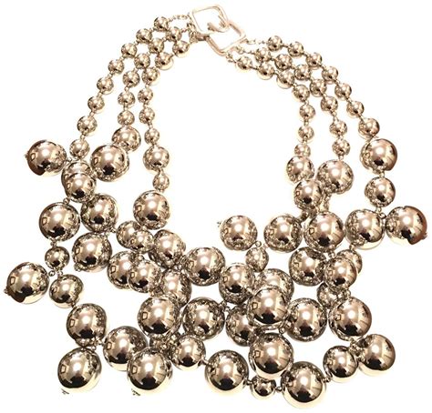 Kenneth Jay Lane Row Silver Beads Necklace Continue To The Product