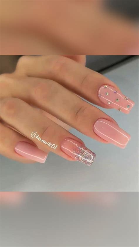 Short Tapered Square Nude Nail Ideas Gel Nails Wedding Nails Romantic Nails
