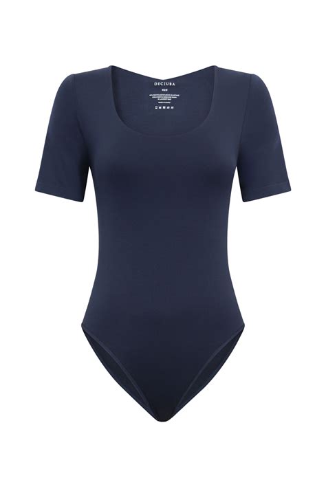 Seamless Short Sleeve Bodysuit Navy Decjuba