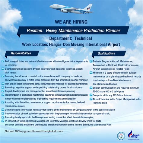 Bangkok Airways ดอนเมือง เปิดรับสมัคร Heavy Maintenance Production