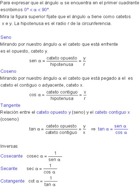 Razones Trigonom Tricas Ejemplos Y Ejercicios F Rmulas