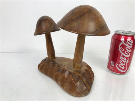 Mid Century Mushroom Hors Doeuvres Appetizer Toothpick Server Wood