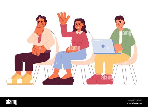 Participating In Seminar Cartoon Flat Illustration Stock Vector Image