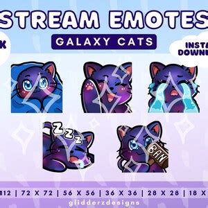 Galaxy Cat Twitch Emotes JUMBO Pack 20 Cosmic Cat Emotes Etsy