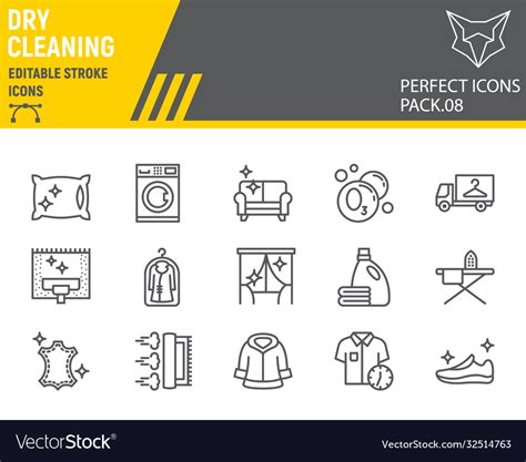 Dry Cleaning Line Icon Set Laundry Symbols Vector Image