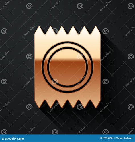 Gold Condom In Package Safe Sex Icon Isolated On Black Background Safe Love Symbol