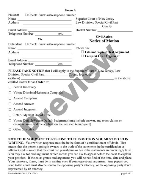 New Jersey How To File A Motion In The Special Civil Part Nj Superior Court Ocean County