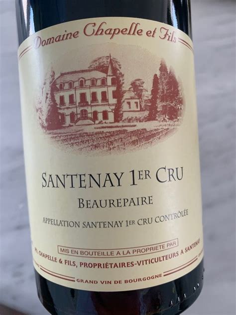 2019 Domaine Chapelle And Fils Santenay 1er Cru Beaurepaire France