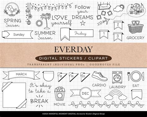 Everyday Life Digital Stickers, Daily Activities Digital Stickers ...