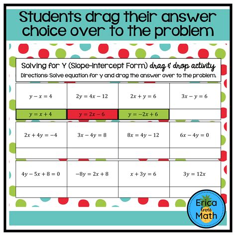 Solving For Y Digital Drag Drop Activity Rewriting In Slope