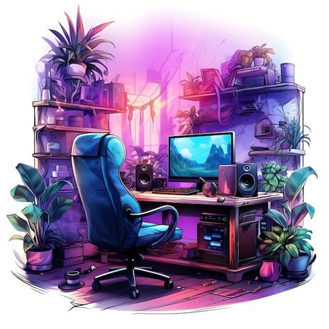 Premium AI Image | Watercolor Professional Gamers Room With Gaming ...