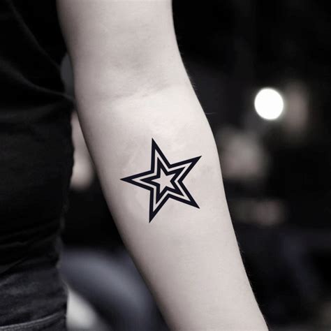 Black Star Outline Temporary Tattoo Sticker - OhMyTat