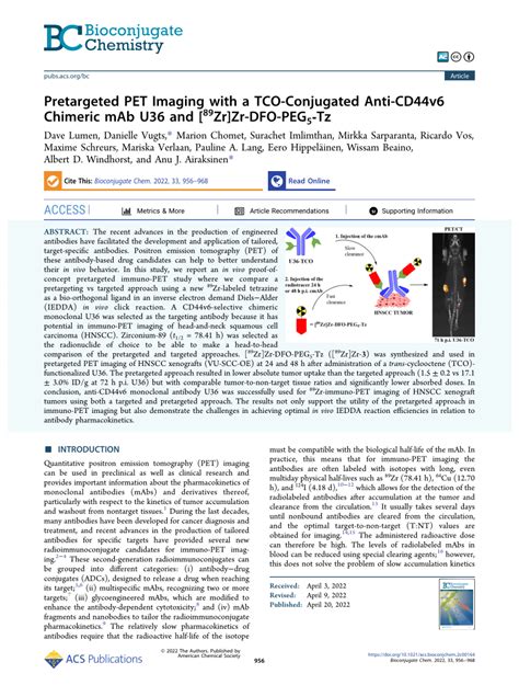 Pdf Pretargeted Pet Imaging With A Tco Conjugated Anti Cd V