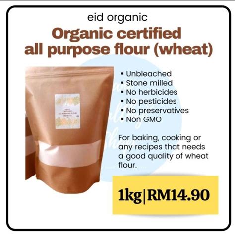 Halal 1kg Organic Certified All Purpose Flour Wheat Expired Jan 2024 Shopee Malaysia