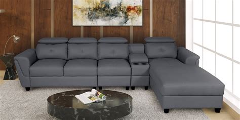 Buy Impero Leatherette LHS Sectional Sofa In Grey Colour At 26 OFF By