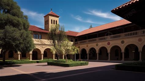 Fondo El Patio De La Universidad De Stanford Fondo Foto De La