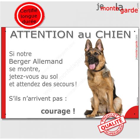 Berger Allemand Assis Panneau Attention Au Chien Marrant Dr Le