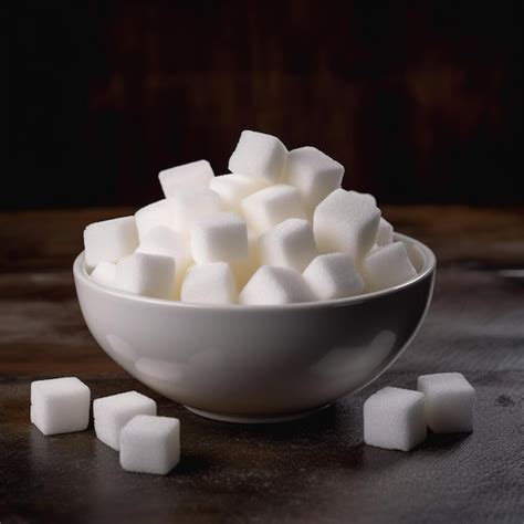 Premium Ai Image White Sugar Cubes In Bowl On Table