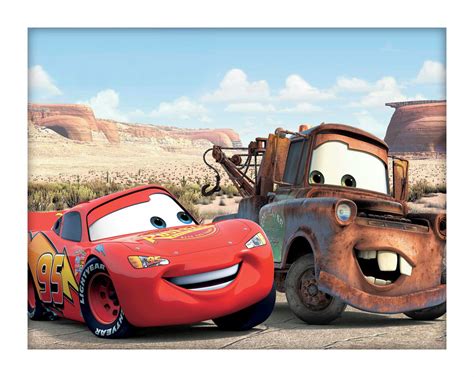 Quadro Carros McQueen e Mate Desenho Infantil 30x40 Madeira