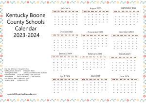 Kentucky Boone County Schools Calendar 2023-2024