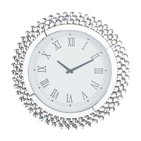 Litton Lane Silver Glass Mirrored Starburst Wall Clock The