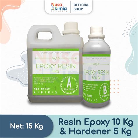 Jual Epoxy Resin Bening 10 Set 10 Kg Resin 5 Kg Hardener Shopee