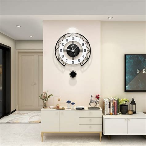 Jujuda Large Wall Clock For Living Room Decor Modern Silent Pendulum