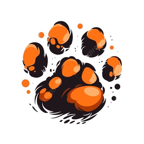 Cetakan Kaki Harimau Vektor Stiker Clipart Kaki Kucing Dengan Bintik