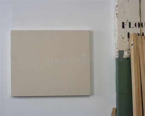 Blank Canvas on Art Studio Wall Stock Image - Image of gallery, sign ...