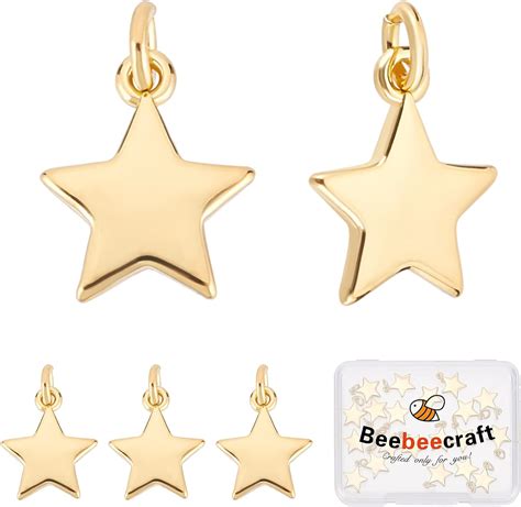 Amazon Beebeecraft Box Pcs Gold Star Charms K Gold Plated