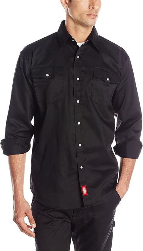 Dickies Mens Long Sleeve Snap Work Shirt Amazon Ca Clothing