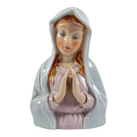 Virgin Mary Madonna Planter Head Vase Japan Enesco Vintage £17 09