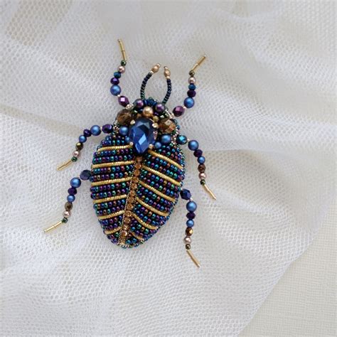 Bug Brooch Beetle Insect Pin Beaded Embroidered Handmade Pin Etsy