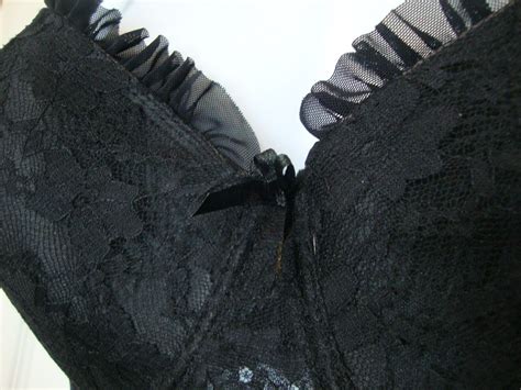 Dreamwear Black Lingerie 2X Sheer Mesh Lace UW Padded Gem
