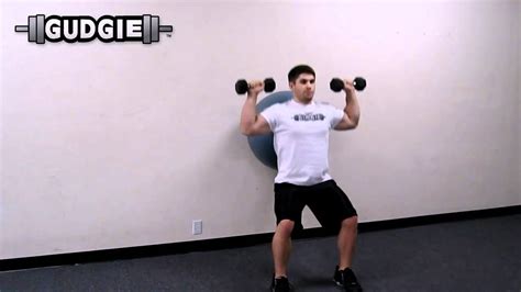 Squat With Ball On Wall Dumbbell Shoulder Press Gudgie Youtube