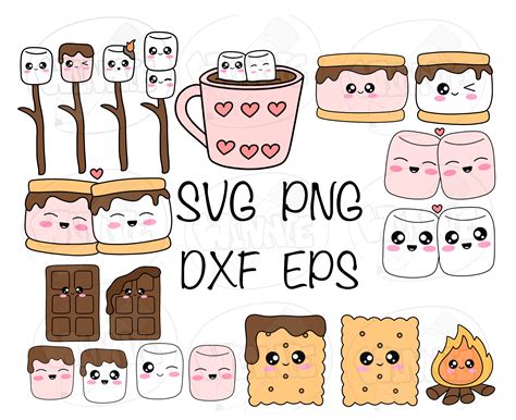 Cute S Mores Clipart Svg Smores Printable Sticker Campfire Etsy Israel