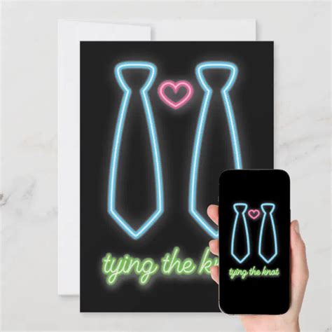 Neon Tying The Knot Gay Wedding Invitation Zazzle