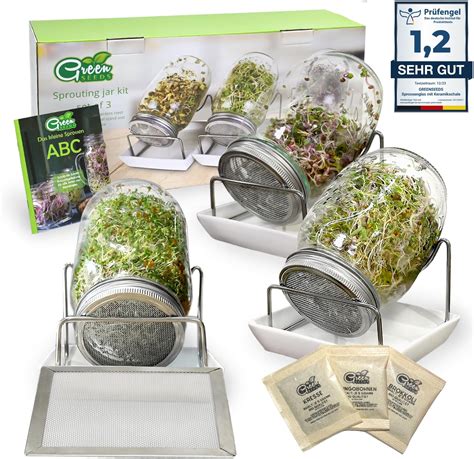 Green Seeds Das Original Sprossenglas Starter Set Kressesieb X